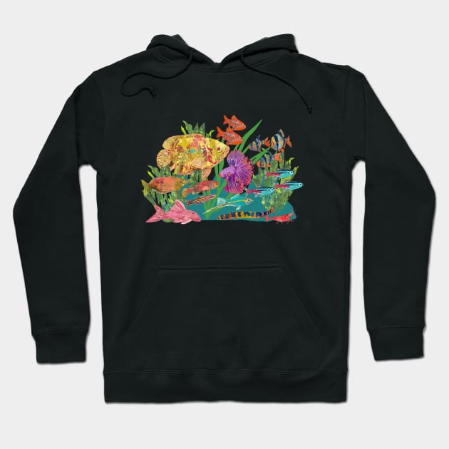 School of Colorful Tropical Freshwater Fish Hoodie by Gina's Pet Store